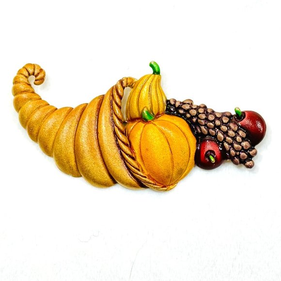Vintage Tona Enameled Cornucopia Brooch 1980s - Picture 1 of 5